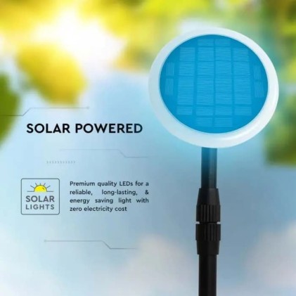 V-TAC Piantana Solare LED da Giardino 8W con sensore crepuscolare Colore Bianco e Nero 3000K IP65