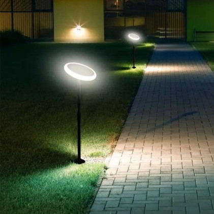 V-TAC Piantana Solare LED da Giardino 8W con sensore crepuscolare Colore Bianco e Nero 3000K IP65