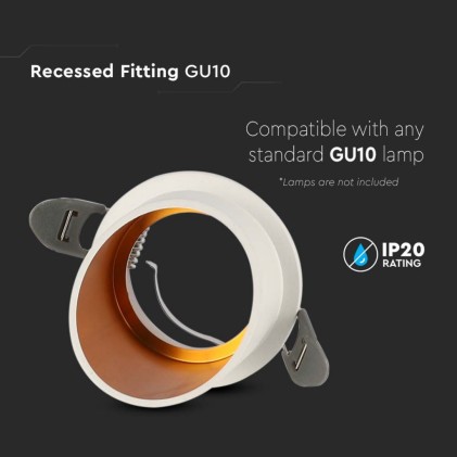 V-TAC Portafaretto LED da Incasso GU10 Corpo in Alluminio a Cilindro Colore Bianco