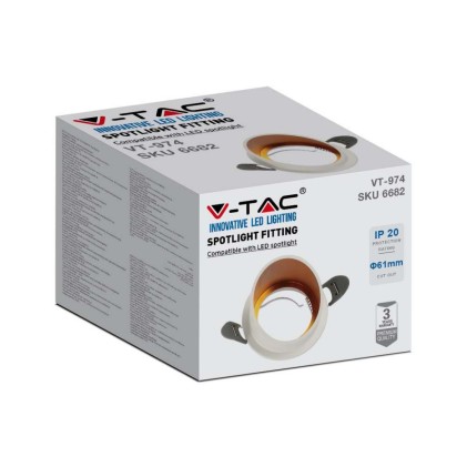 V-TAC Portafaretto LED da Incasso GU10 Corpo in Alluminio a Cilindro Colore Bianco
