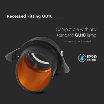 V-TAC Portafaretto LED da Incasso GU10 Corpo in Alluminio a Cilindro Colore Nero