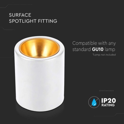 V-TAC Portafaretto LED Montaggio a Plafone Rotondo GU10 Corpo Bianco in Ferro e Metallo Cromato e Riflettore Oro Rosa