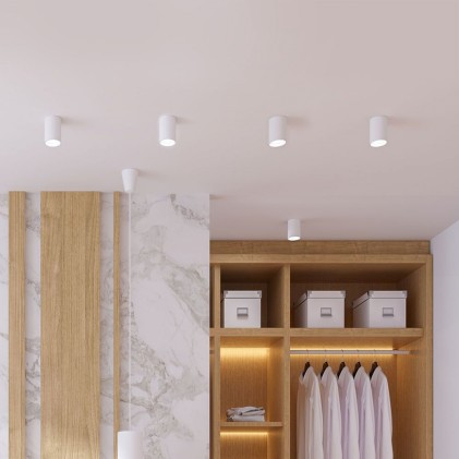 V-TAC Portafaretto LED Montaggio a Plafone Rotondo GU10 Corpo Bianco in Ferro e Metallo Cromato e Riflettore Oro Rosa