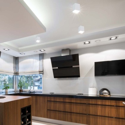 V-TAC Portafaretto LED Montaggio a Plafone Quadrato GU10 Corpo Bianco in Ferro e Metallo Cromato e Riflettore Oro Rosa