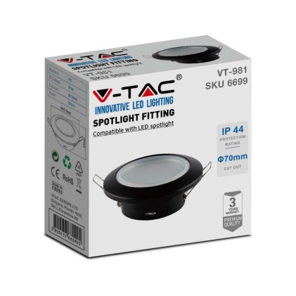 V-TAC Portafaretto LED da Incasso Rotondo GU10 Colore Nero