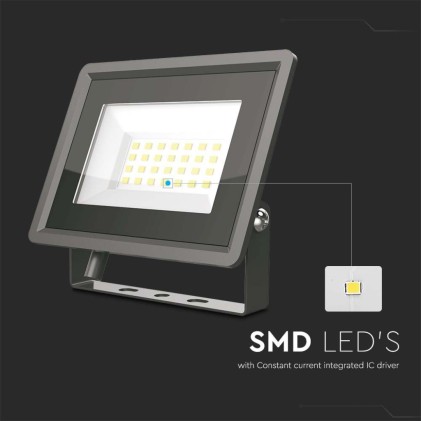 V-TAC Faro LED SMD 20W F-Series Colore Nero 6400K IP65