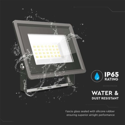 V-TAC Faro LED SMD 20W F-Series Colore Nero 6400K IP65