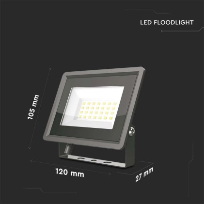 V-TAC Faro LED SMD 20W F-Series Colore Nero 6400K IP65