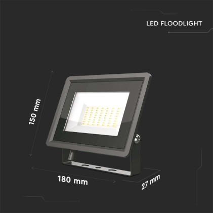 V-TAC Faro LED SMD 50W F-Series Colore Nero 4000K IP65