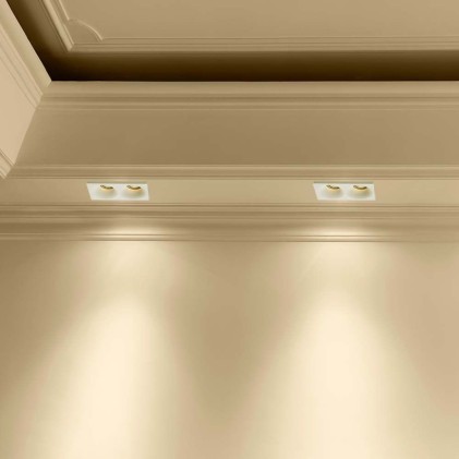 V-TAC Portafaretto LED Doppio da Incasso Rettangolare 2*GU10 e GU5.3 (MR16) in Gesso con Taglio Smussato Colore Bianco