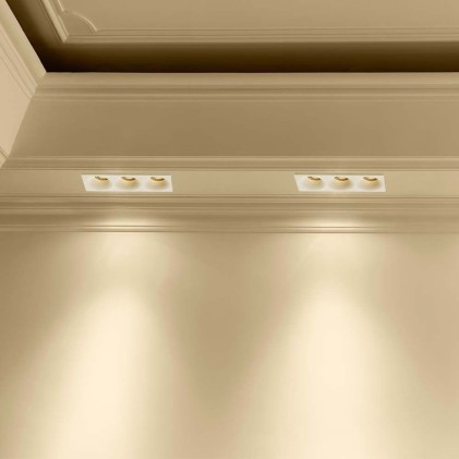 V-TAC Portafaretto LED Triplo da Incasso Rettangolare 3*GU10 e GU5.3 (MR16) in Gesso con Taglio Smussato Colore Bianco