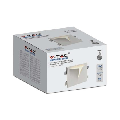V-TAC Portafaretto LED da Muro Quadrato G9 Corpo in Gesso IP20