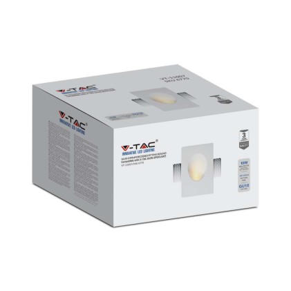 V-TAC Portafaretto LED da Incasso rettangolare GU10 in Gesso Colore Bianco