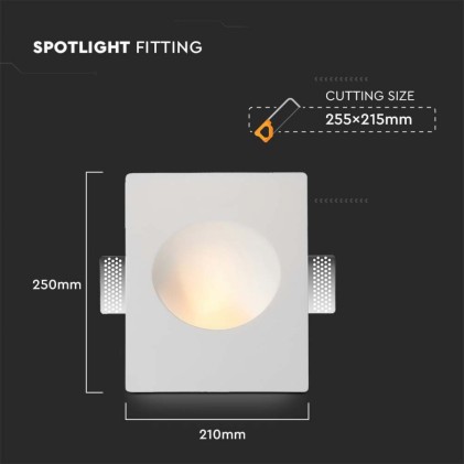 V-TAC Portafaretto LED da Incasso rettangolare GU10 in Gesso Colore Bianco