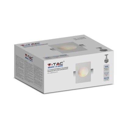 V-TAC Portafaretto LED da Incasso rettangolare GU10 in Gesso Colore Bianco