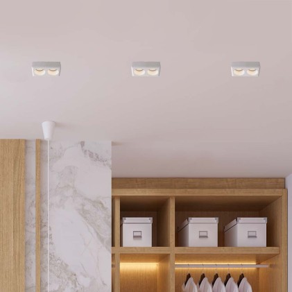 V-TAC Portafaretto LED Doppio da Incasso Rettangolare 2*GU10 e GU5.3 (MR16) in Gesso Colore Bianco