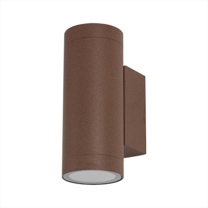 V-TAC Portafaretto LED Doppio da Muro Rotondo 2*GU10 e GU5.3 (MR16) Colore Corten IP65