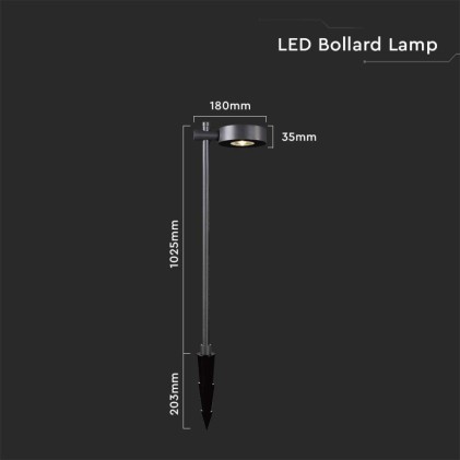 V-TAC Lampada LED da Giardino 6W con Picchetto a con Doppio Fissaggio a Terra Colore Nero h:102cm 3000K IP65