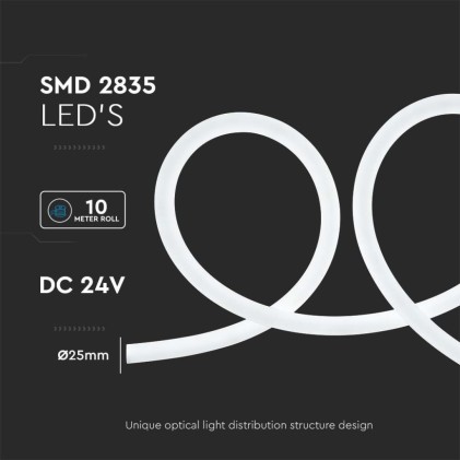 V-TAC Neon Flex 12W/m Bobina 10m 24V 6500K IP20