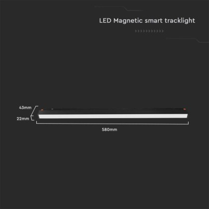 V-TAC Plafoniera LED SMD Lineare da Binario Magnetica 20W 48V 43x22x580mm Colore Nero Compatibile con Google Home e Amazon Alexa 3in1 IP20 CRI>90