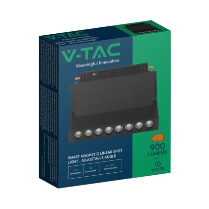 V-TAC Faretto LED SMD Lineare da Binario Magnetico Regolabile 10W 48V Colore Nero Compatibile con Google Home e Amazon Alexa 3in1 IP20 CRI>90