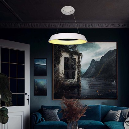 V-TAC Lampadario LED a Sospensione Circolare 48W Dimmerabile TRIAC in Metallo Colore Bianco 3000K