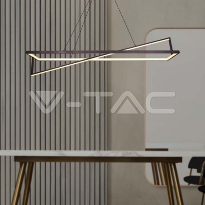 V-TAC Lampadario LED a Sospensione con 2 Rettangoli 45W in Metallo Colore Nero 114*22*150cm 3000K Triac Dimmerabile