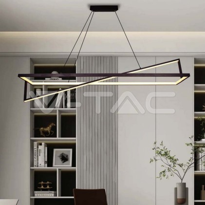 V-TAC Lampadario LED a Sospensione con 2 Rettangoli 45W in Metallo Colore Nero 114*22*150cm 3000K Triac Dimmerabile