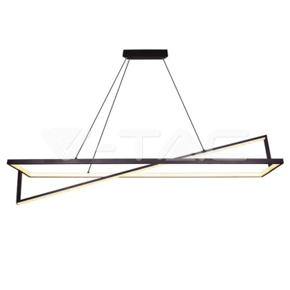 V-TAC Lampadario LED a Sospensione con 2 Rettangoli 45W in Metallo Colore Nero 114*22*150cm 3000K Triac Dimmerabile