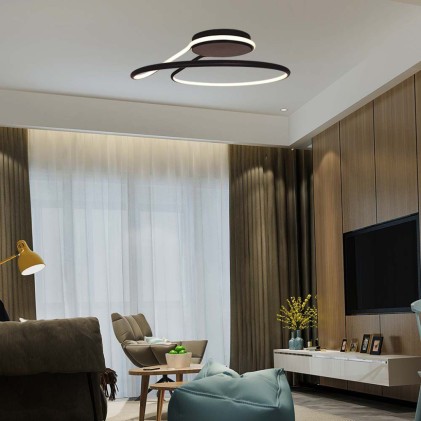 V-TAC Lampadario LED dal Design Moderno Rotondo 54W in Alluminio Dimmerabile TRIAC Colore Nero 4000К