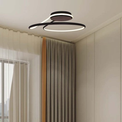 V-TAC Lampadario LED dal Design Moderno Rotondo 54W in Alluminio Dimmerabile TRIAC Colore Nero 4000К
