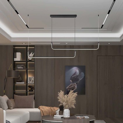 V-TAC Lampadario LED a Sospensione 24W L:1525mm dal Design Moderno Colore Nero 4000K