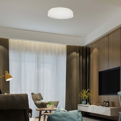 V-TAC Lampadario LED con Montaggio a Plafone 24W Dimmerabile TRIAC d: 450mm h: 62mm Colore Bianco 4000K