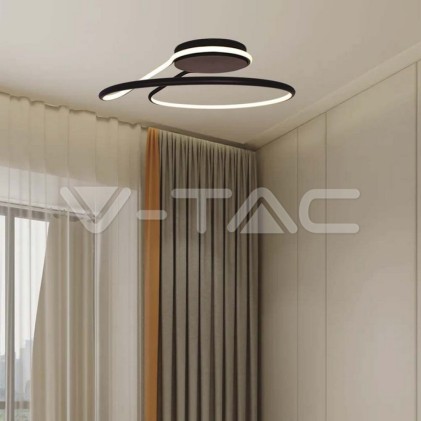 V-TAC Lampadario LED dal Design Moderno Rotondo 24W in Alluminio Colore Nero 4000К