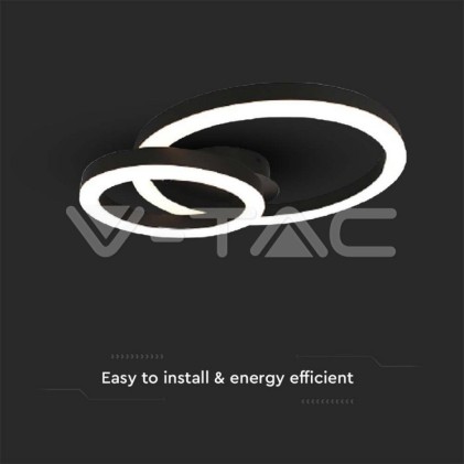 V-TAC Lampadario LED a Sospensione 20W dal Design Moderno a due Anelli D:450-105mm Colore Nero 3000K