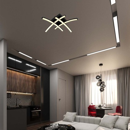 V-TAC Lampadario LED dal Design Moderno 24W Colore Nero 445*125mm 3000K