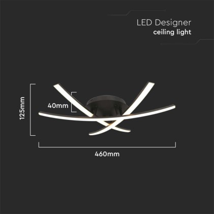 V-TAC Lampadario LED dal Design Moderno 3L 20W Colore Nero 460*410*125mm 3000K