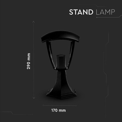 V-TAC Lampada LED da Giardino a Lanterna Fissaggio a Terra con Portalampada E27 (Max 60W) Colore Nero IP44