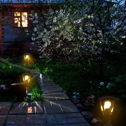 V-TAC Lampada LED da Giardino a Lanterna Fissaggio a Terra con Portalampada E27 (Max 60W) Colore Nero IP44