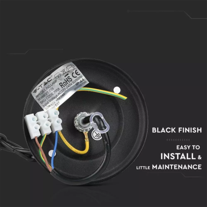 V-TAC Lampada LED da Soffitto a Lanterna con Portalampada E27 (Max 60W) Colore Nero l: 72cm IP44