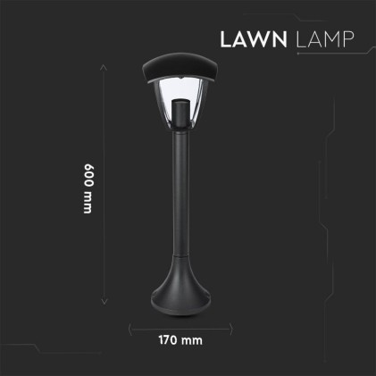V-TAC Lampada LED da Terra a Lanterna con Portalampada E27 (Max 60W) Colore Nero h:60cm IP44
