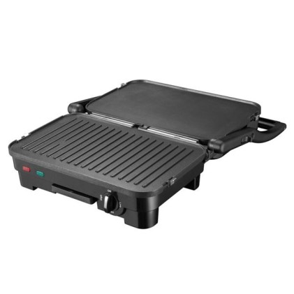 Muvip Sandwich Maker in Acciaio Inox 1800W - Piastre Reversibili Antiaderenti, Liscia - Selettore di Temperatura - Piastra Superiore Inclinabile - Maniglie Cold Touch