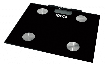 Bilancia pesapersone Jocca misura i grassi - Schermo LCD - 10 memorie - Piattaforma in vetro - Max. 150 kg - Spegnimento automatico