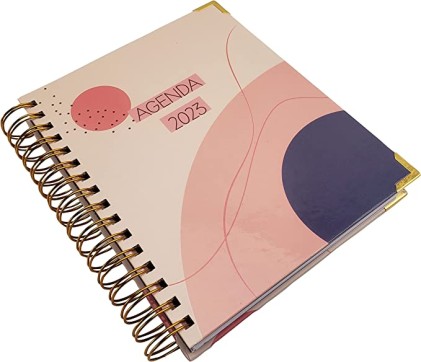 Agenda annuale Sweetcolor 2023 - 2 giorni per pagina - Fogli per appunti - Chiusura in gomma - Angoli in metallo - Design tramonto