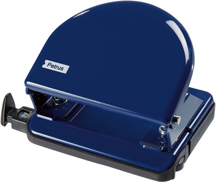 Petrus 52 Classic Metal Punch - Fino a 20 fogli - Segni di formato - Svuotamento facile - Punzoni da 5,5 mm - Colore blu