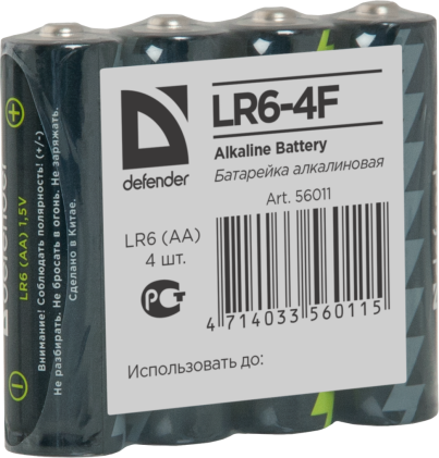 Alkaline Battery Defender LR6-4F AA, 4 pezzi in pellicola