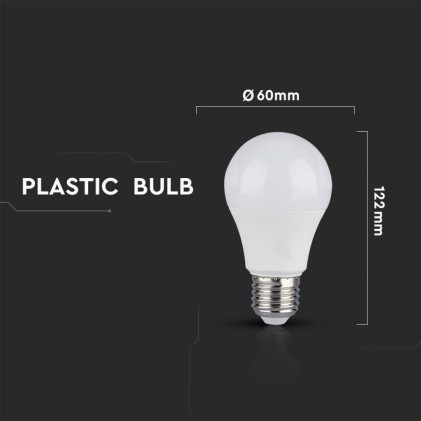 V-TAC Lampadina LED E27 9W A60 3 Step Dimmerabile 6400K (Blister 2 Pezzi)