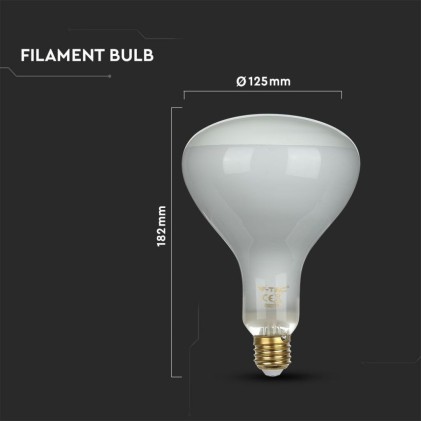 V-TAC Lampadina LED E27 8W R125 Filamento 6500K Dimmerabile