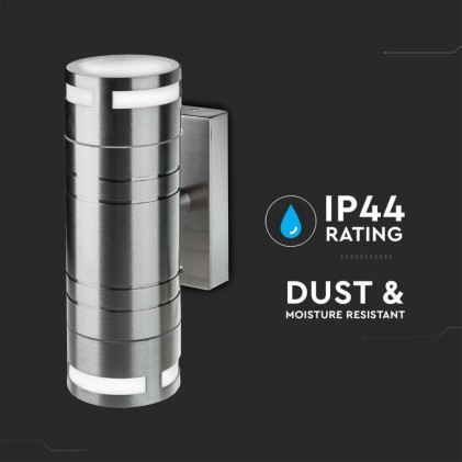 V-TAC Portafaretto LED Doppio da Muro 2*GU10 e GU5.3 (MR16) in Acciaio Inox IP44