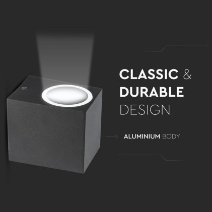 V-TAC Portafaretto LED da Muro Quadrato GU10 (Max 35W) Colore Nero IP44